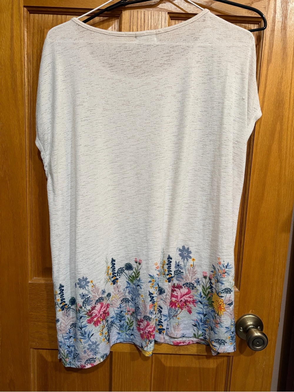 Women's Cream Floral Hem Tunic Top with Scarf - Picture 4 of 4